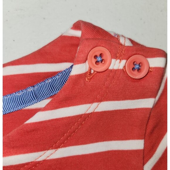 Mini Boden Girls Red & White Striped Cotton Dress With Pockets & Button Details - Picture 4 of 7